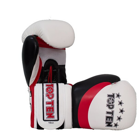 Boxing Gloves TOP TEN 'Stripe' - White/Red/Black